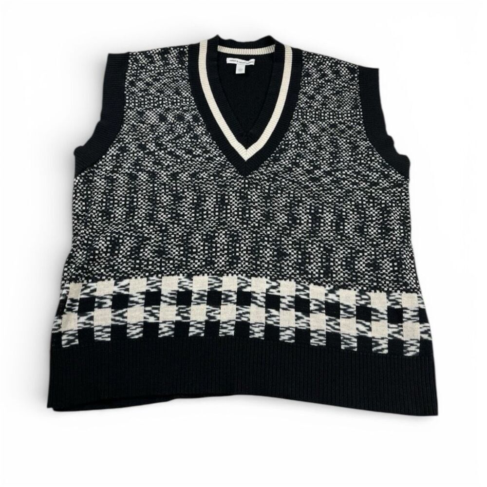 Autumn Cashmere Sweater Vest Gingham Layering Sleeveless Knit Preppy Pullover L